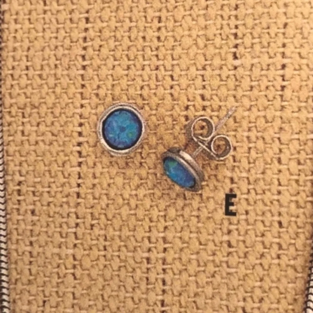 Rare Silpada 925 Sterling Silver Blue Fire Opal Earrings
